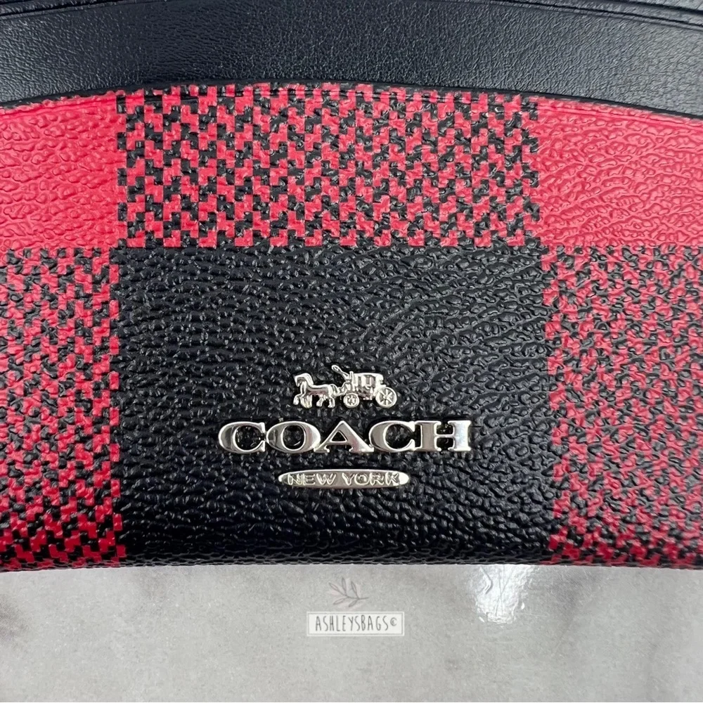 Coach Shaped Card Case With Buffalo Plaid Print - Picture 2 of 5